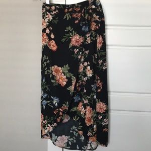 Floral Wrap Midi Skirt